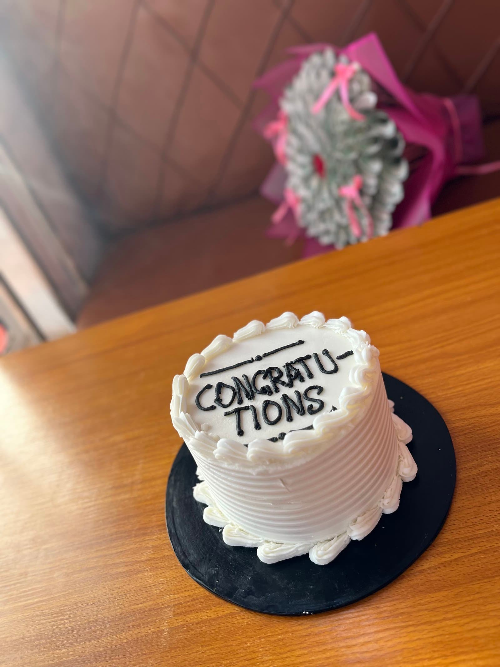 Classic white congratulations cake